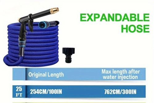 25ft Expandable Car Wash Hose with High Pressure WaterGun for Car & Pet Cleaning