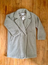 New With Tag Lush Teddy Coat Size L Sage Oversized Coat