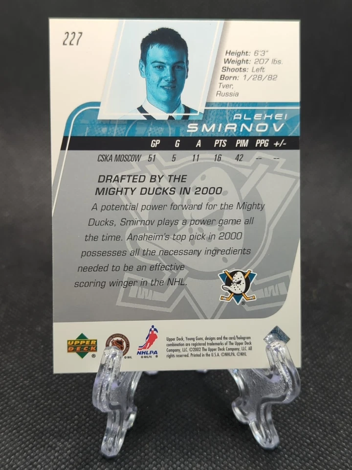 2002-03 Upper Deck Young Guns Alexei Smirnov #227 Rookie RC SP - Image 2 of 2
