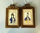 ANTIQUE MINIATURE PAIR Asian Emperors LIBERTY FRAME GOLD METAL 1800