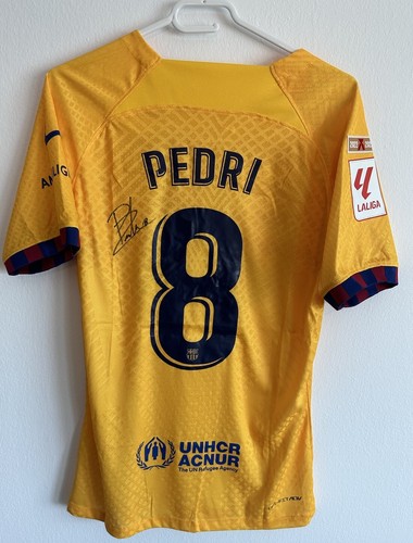 Pedri Futbol Autógrafo camiseta Shirt FC BARCELONA Autograph Signed Fcb Barça