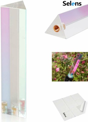 Crystal Clear Prism Triangular Transparent Light Lens Optics w/ Cleaning Cloth