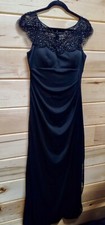 Elegant  Black Long Evening Gown For a Gala. Size 8 Black Beaded Neckline XSCAPE