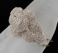 CHIC BRIDAL AUSTRIAN CRYSTAL BANGLE BRACELET CUFF GOLD GP WEDDING PROM B12125G