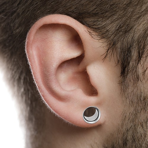Paire de boucles d'oreilles en acier chirurgical PVD argent double évasement boucles d'oreilles jauges bouchons - Photo 15/108