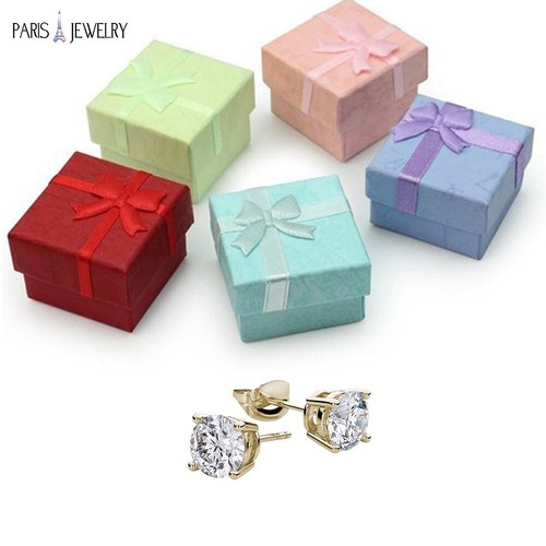Paris Schmuck 10 Karat Gelbgold kreiert CZ 2 Karat runde Ohrstecker vergoldet - Bild 3 von 5