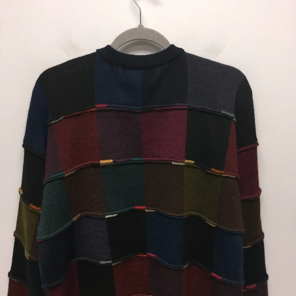 Peruvian Connection Mens Multicolor Vintage Patchwork Alpaca Handmade Sweater L - Image 4 of 4