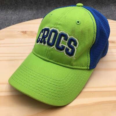 Crocs Fitted Hat Cap Mens OS Green Blue Mesh Back Adjustable Embroidered Logo