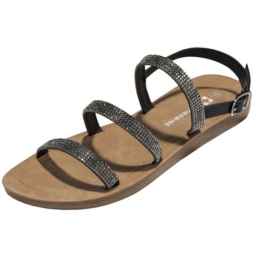 Alpine Swiss Women's Gladiator Sandals - Braided T-Strap Roman Flats With Rubber Sole