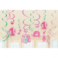 12 StüCk Swirl 1. Geburtstag MäDchen Zahl 1 Party Deko Raumdeko Giraffe