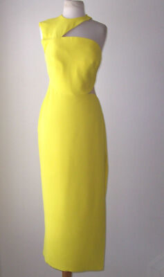 VERSACE Yellow or Black Cut Out One Shoulder Sheer Panel Dress Gown 42 6 