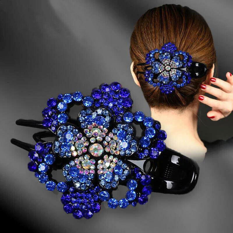 Rhinestone Flower Hair Claw Duckbill Clip for Women Hair Accessories Hair Clip