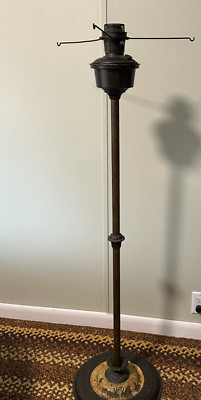 Center Draft Oil Lamp Floor Stand Base - 54  Tall - Aladdin No 12 Bronze Font