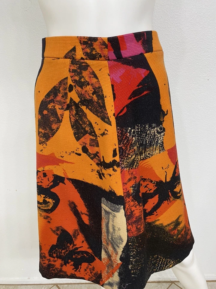 Louis Feraud Vintage Skirt Orange Pink With Pumpkin Made In Germany Fits 0-2 - Image 2 of 4