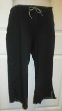 Crop Pants Black with Gray stitching faux drawstring great dancer coverup