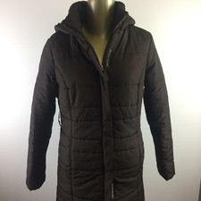 Merona Full Zip Up Hooded Brown Quilted Coat Jacket Women's Size Small