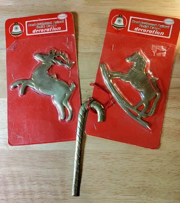 Lot Of Three Retro (Mid 1980s) Brass Christmas Decorations