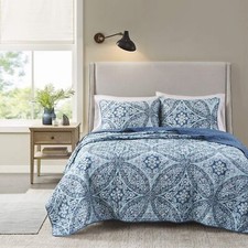 Comfort Spaces Reversible Quilt Set-Vermicelli Stitching Design All Season, L...