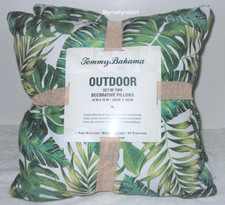 TOMMY BAHAMA Tropical Leaf Pillows - Set of 2 - Outdoor 18" Fade Resistant