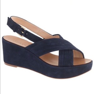 navy suede wedge sandals
