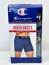 Champion Men's Boxer Briefs LARGE 4-Pack Cotton Stretch Navy/Green/Black/Gray