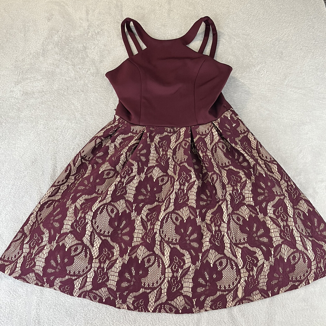 juniors burgundy dress Juniors Poppy Chiffon Dress