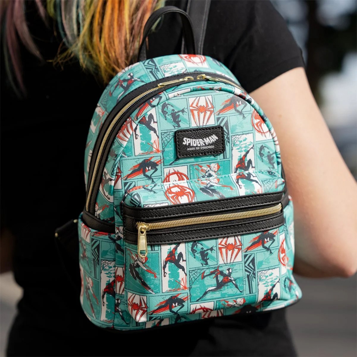 Spider-Man Across the Spider-Verse Mini-Backpack By Loungefly Loungefly Marvel Spider-Man Across the Spider Verse Backpack  main image 3