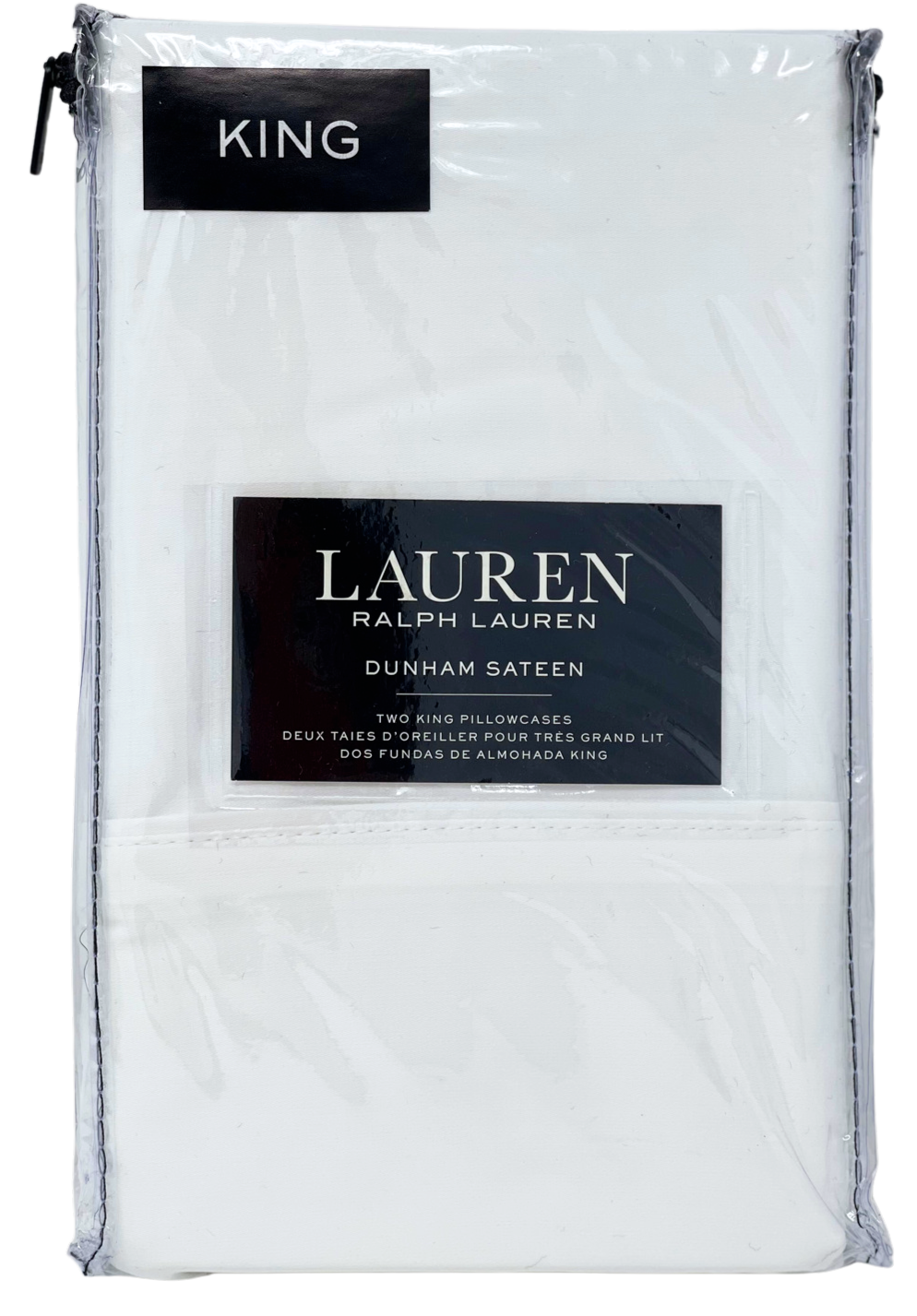 RALPH LAUREN 2 PC Cotton Dunham Sateen White KING Pillowcases NEW
