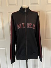 Vintage Nike Black Maroon Spell Out Full Zip Track Jacket Size XL