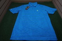 Under Armour Golf Loose Polo Men's Large Inverness Logo Blue/lime Striped on sale Under Armour Golf Loose Polo Men's Large Inverness Logo Blue/lime Striped on sale