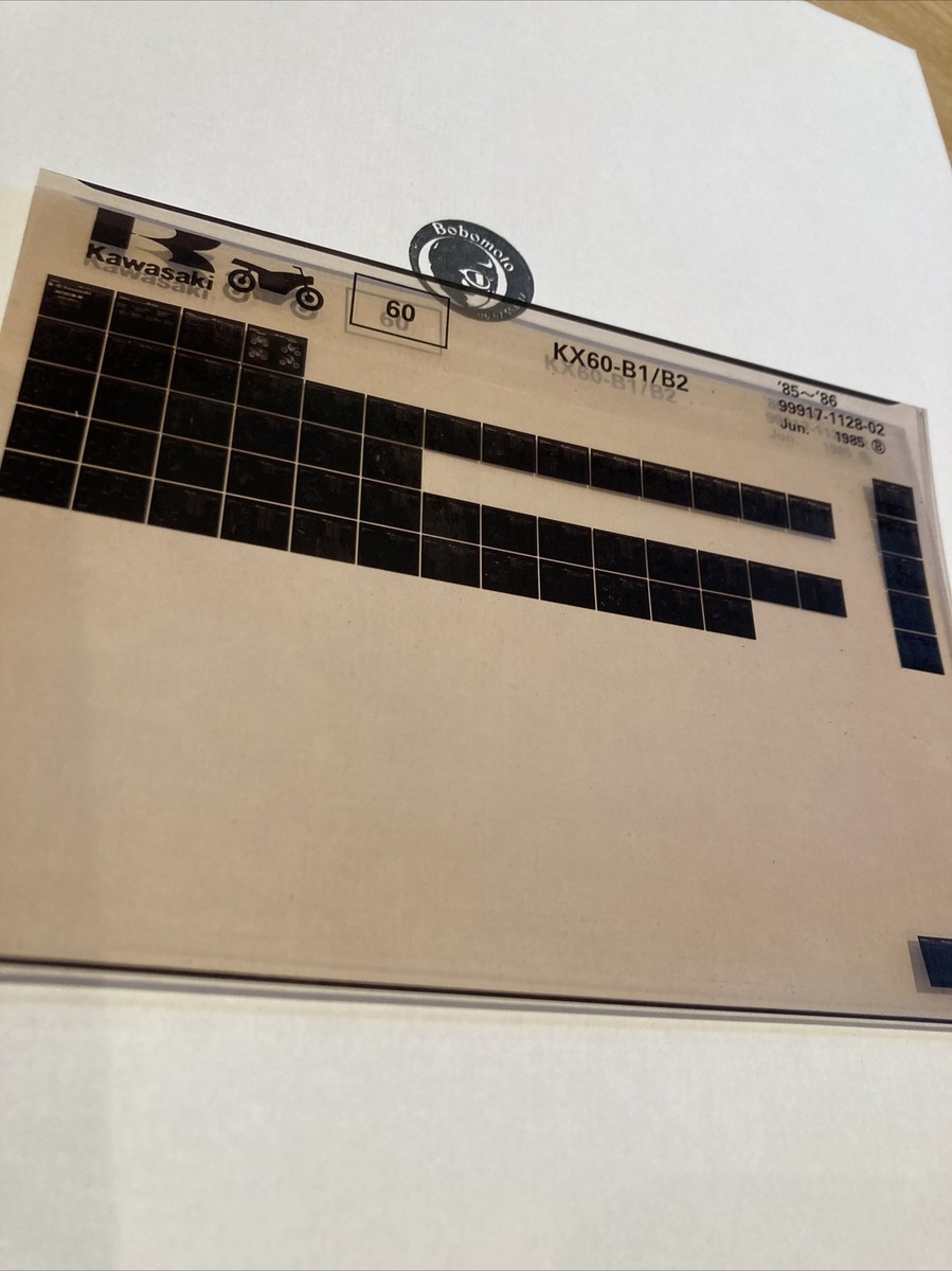Kawasaki Kx60 B1 B2 1985 1986 60 Kx Microfiche Parts List