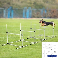 4 Pack Adjustable Dog Agility Jumps with Carry Bag Exercise Dog Jumping Hurdles