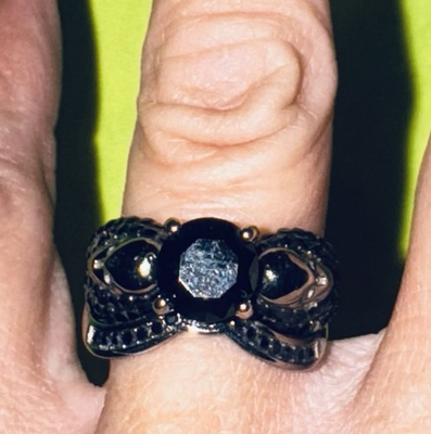 #ad Gothic jewelry Skull Rings Halloween Punk Engagement Black Rings for Women Size8 $15.00