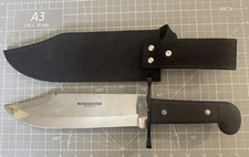 WINCHESTER W40 14030 Black Syn Handle 9.75" Plain Blade Bowie Knife w Sheath