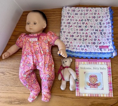 American Girl Bitty Baby Doll 2011 All Original Accessories & ABC Blanket
