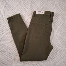 Nicole Miller New York Soho High Rise Ankle Skinny Pants 6 Dusty Olive Green NWT