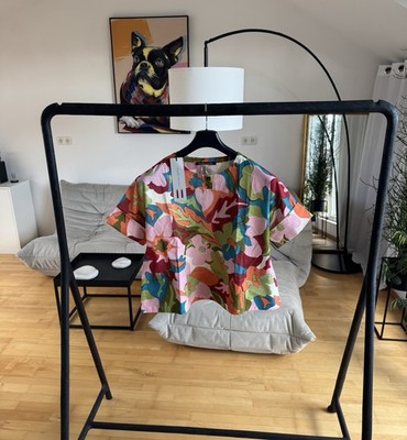 Hannes Roether Shirtbluse S bles29sing.4008 Blumen Bunt - Neu Mit Etikett