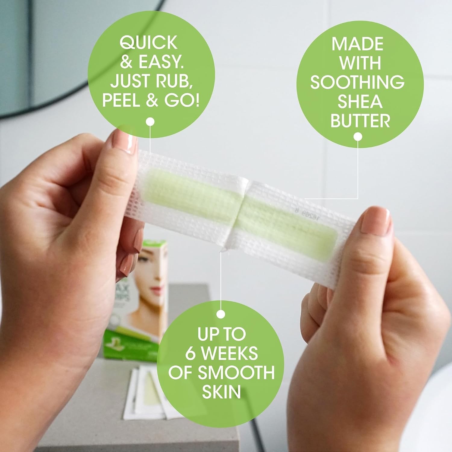 Gentle Wax Strips for All Skin Types - 20 Facial Hair Removal Strips + Oils