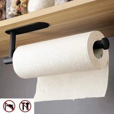 Kitchen Roll Paper Holder Under Cabinet Self Adhesive and Wall Mounted -Black-UK