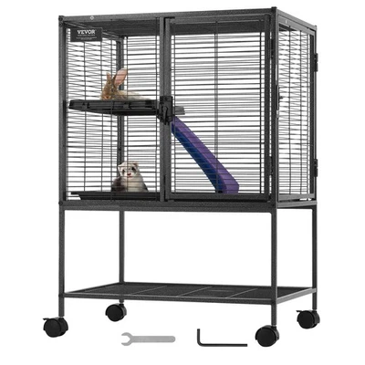 VEVOR Cage à furet roulante 2 niveaux métal pour petits animaux 865mm avec rampe - Photo 1/4