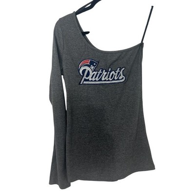 Gaze USA New England Patriots One Shoulder Ribbed Top Gray Womens Large T43611