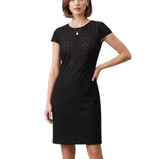 Suzi Chin Maggy Boutique Black Lace Sheath Dress Women 6 Short Sleeve LBD