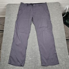 prAna Pants Mens 36x32 Gray Stretch Zion Hiking Cargo Nylon Roll-Up Snap Cuffs