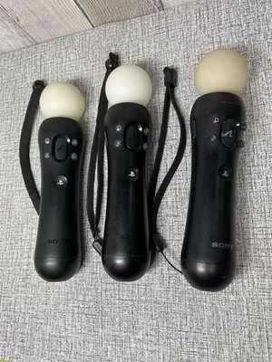 3x Sony PlayStation Move Motion Controller - Black (CECH-ZCM2U) & (CECH-ZCM1U)