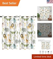 Baby Safari Animals Blackout Curtains 52Wx63H Inch for Boy Bedroom Grommet Pa...