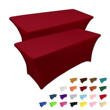 2 Pack 6FT Table Cloth for Rectangular Fitted Events 6 Ft - 2 Pcs Burgundy