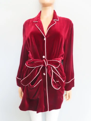 Dolce & Gabbana Burgundy Velvet Robe Size 48/US 12