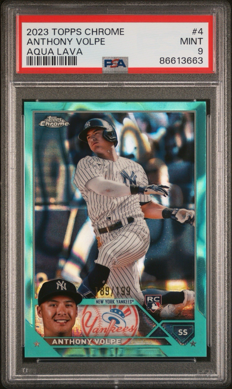 2023 Topps Chrome Anthony Volpe #4 Aqua Lava Refractor /199 (RC)