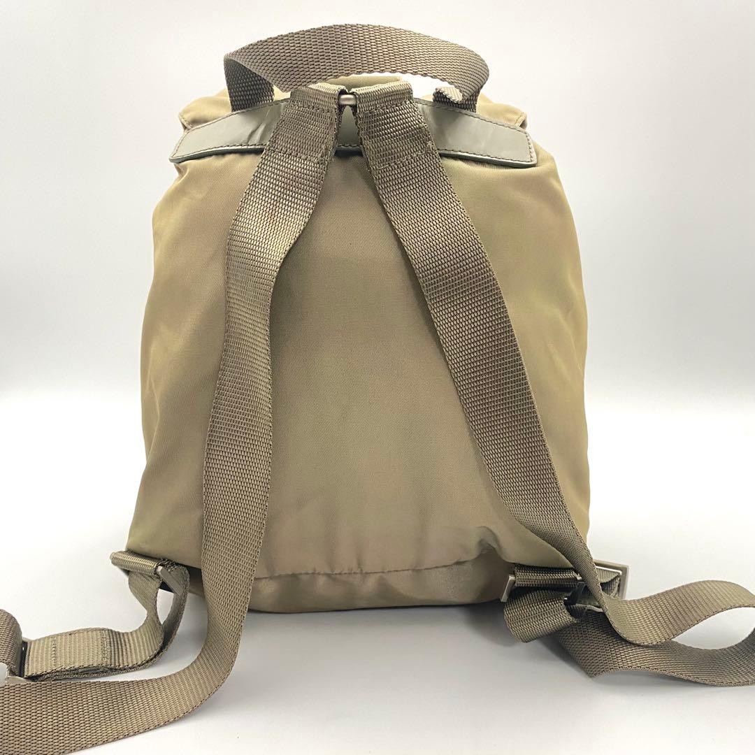 Prada Nylon Backpack Triangular Logo Khaki Men Wo… - image 5