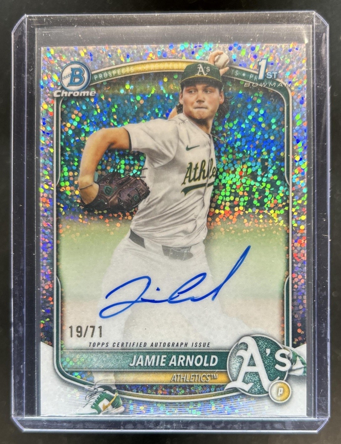 2025 Bowman Draft Jamie Arnold Chrome Auto Sparkle Refractor 1st #/71 Athletics